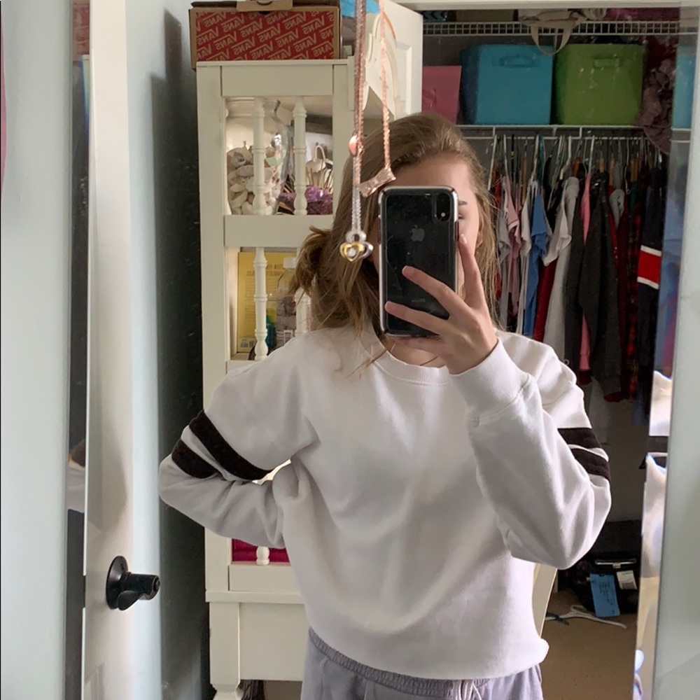 white long sleeve with brown stripes